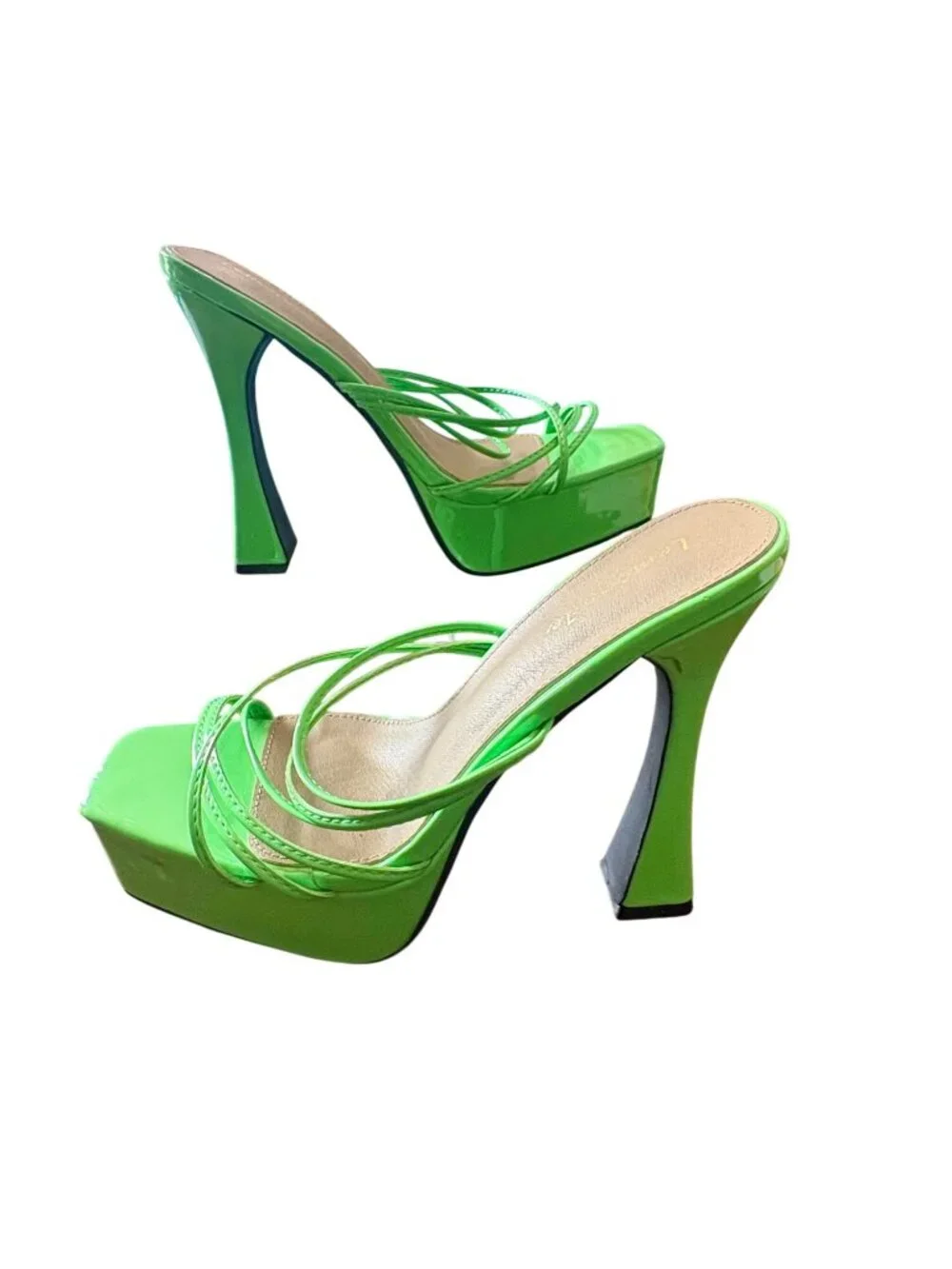 Lemonade Lime Green Patent Platform Strappy Heels Womens 10 Y2K Barbiecore
